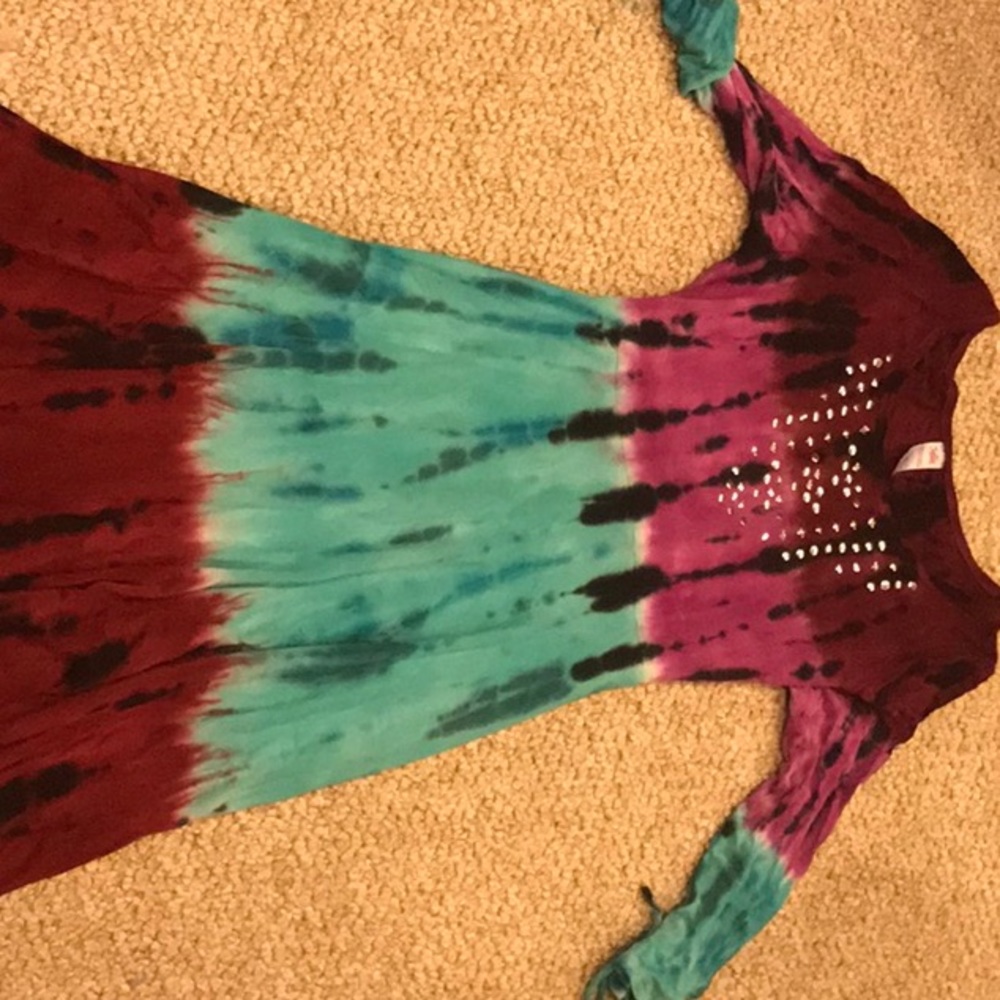 Girls justice tie die rhinestone dress